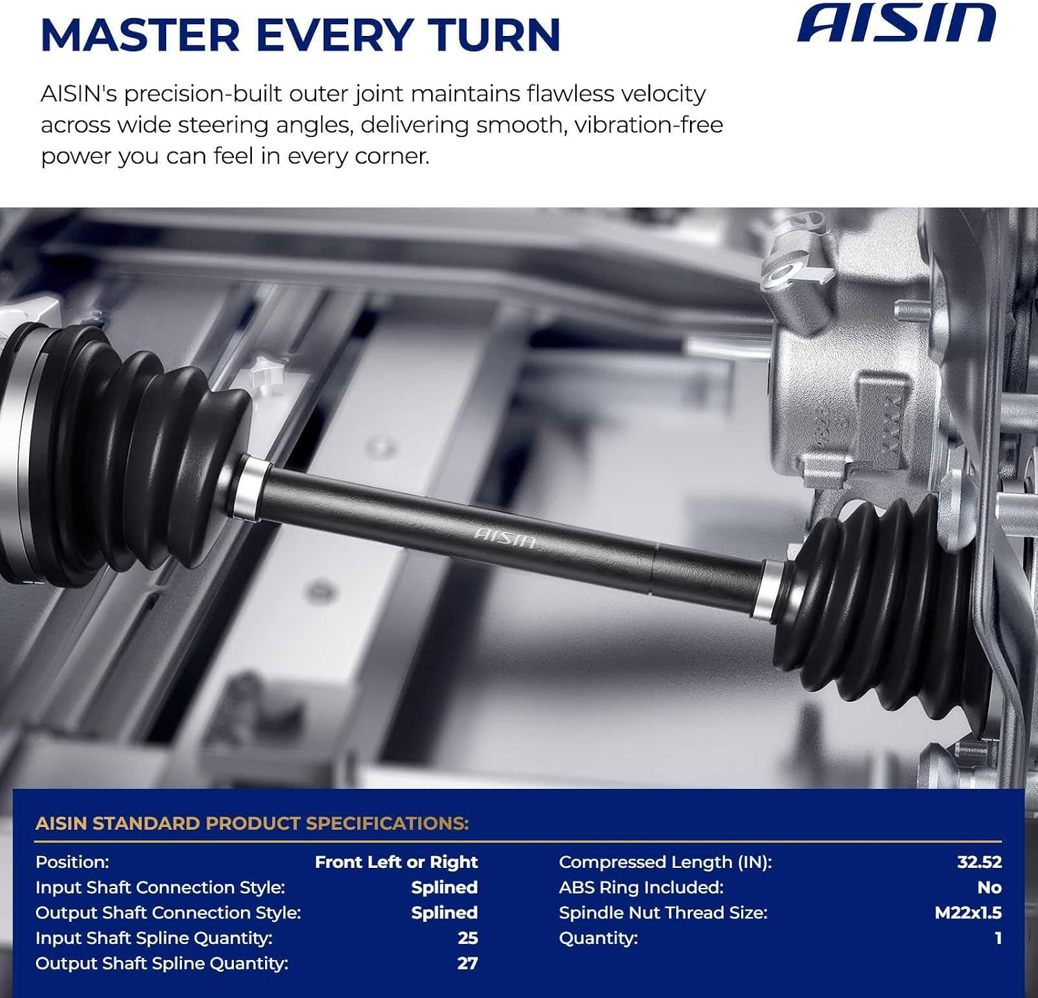 AISIN AFTERMARKET CVAF-02153 Front Left or Right CV Axle Shaft Assembly - Compatible with Subaru Legacy 2015-2019