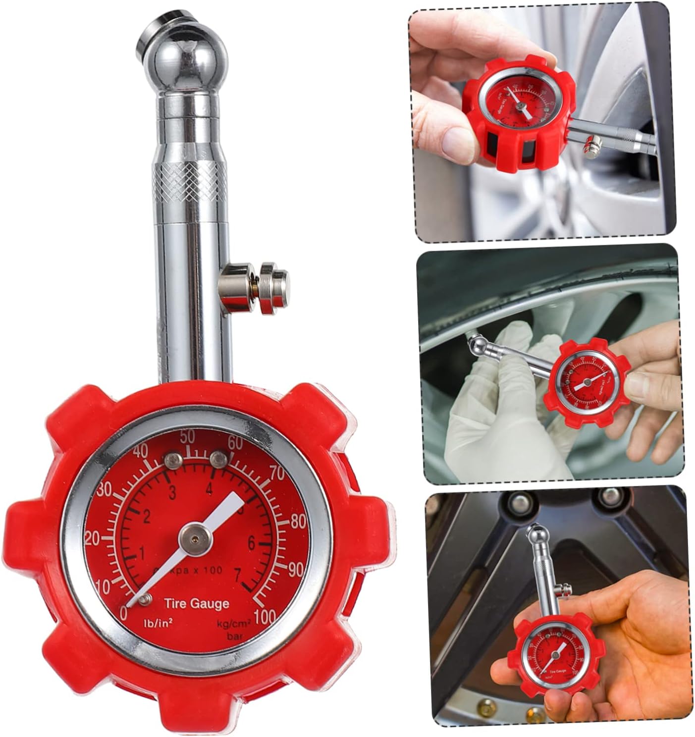 Car Pressure Gauge Tire Pressure Gauge for Cars Portable Tire Pressure Meter Large Scale Red Easy to Use