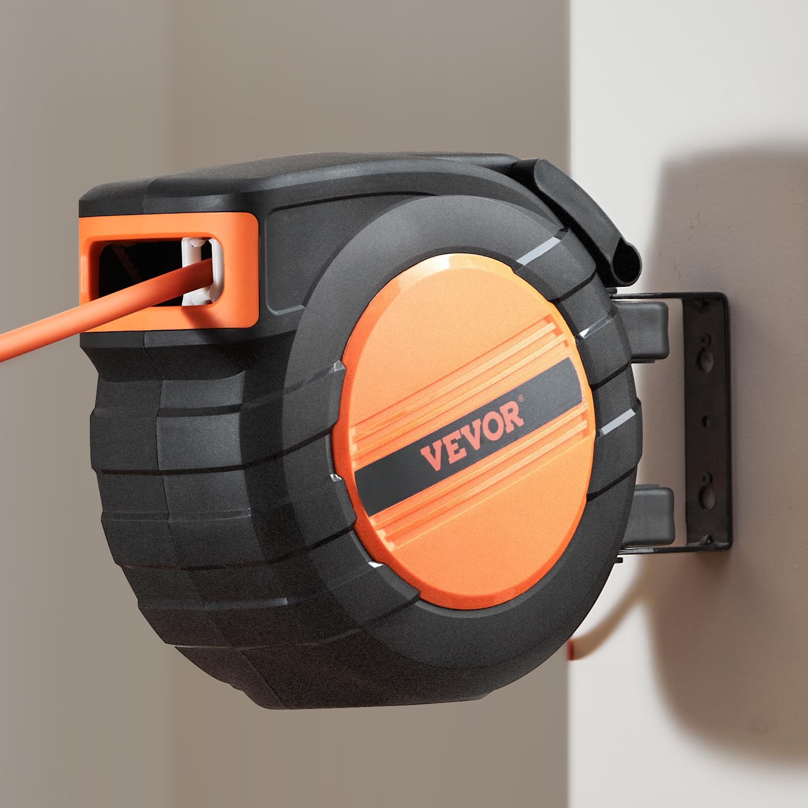 VEVOR Druckluft Schlauchtrommel, 9,52 mm x 15,24 m Luftschlauch, max. 300 PSI, Schlauchaufroller mit automatischem Aufrollen, Decken-/Wandmontage, geschlossene PP-Rolle & 180°-Schwenkhalterung