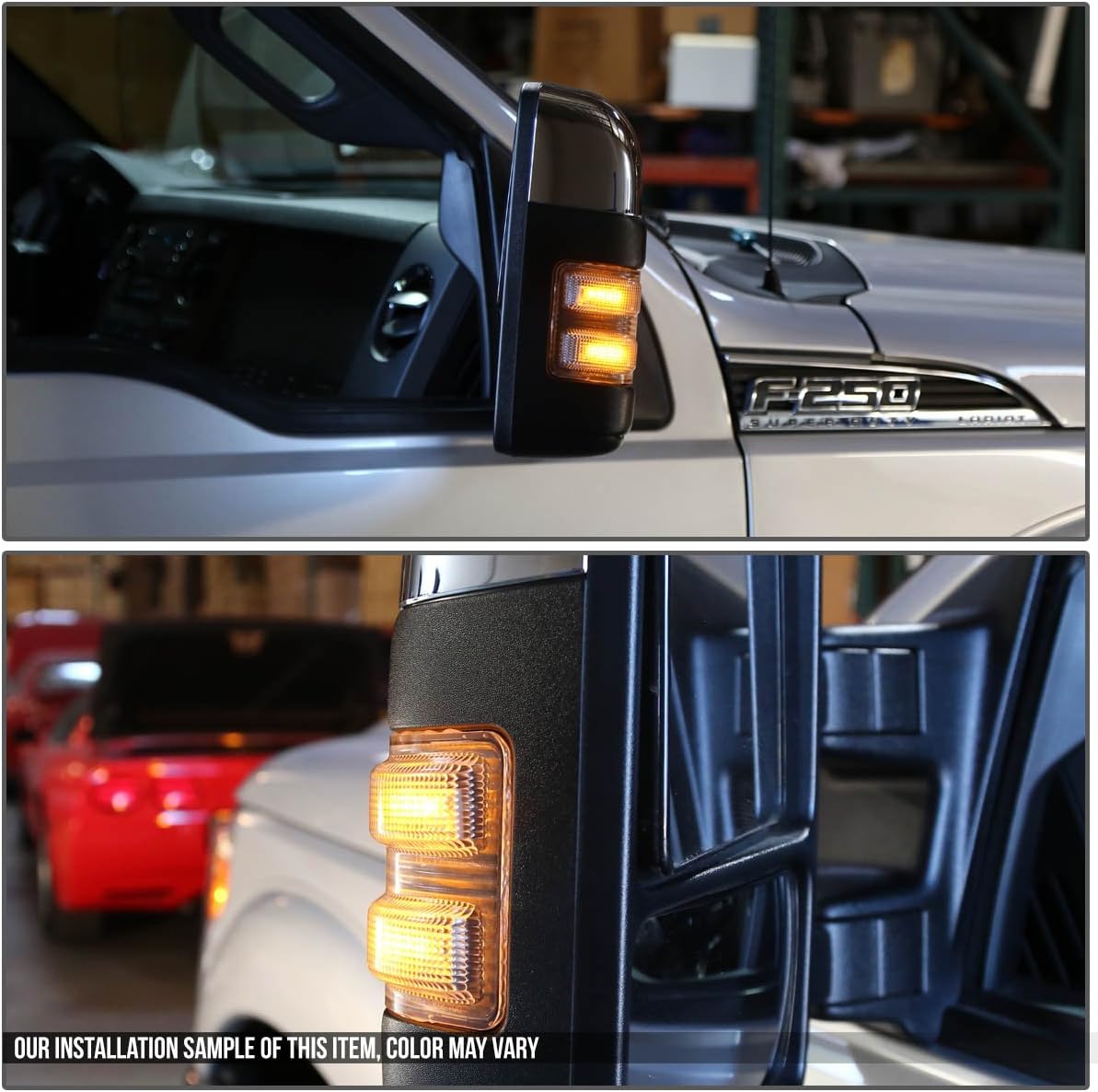 Auto Dynasty Smoke Lens Amber LED Side Towing Mirror Turn Signal Light Compatible with Ford F250 F350 F450 Super Duty 08-16