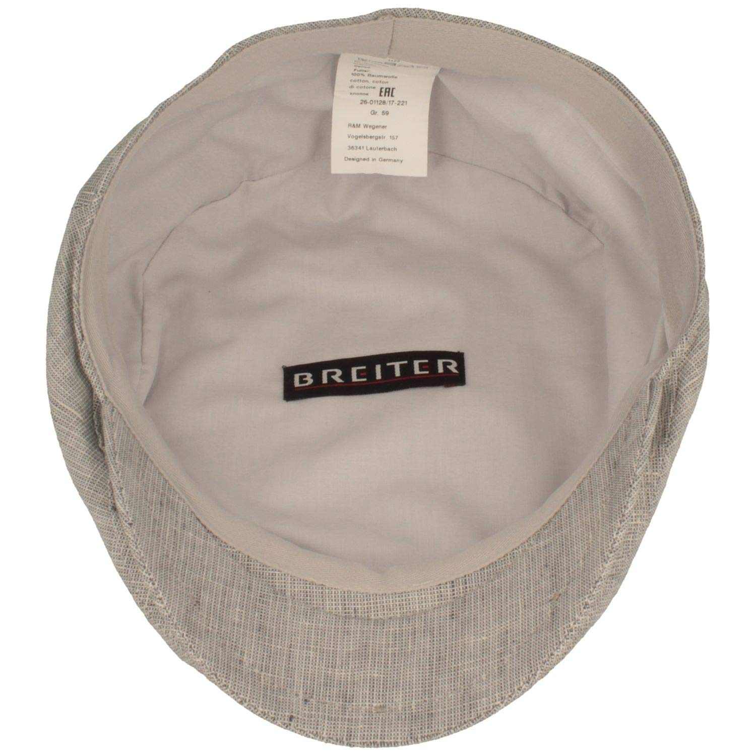 Breiter Gorra Corredera Plana para Hombre 100% Lino con Forro de Algodón, Especialmente Ligera y Cómoda