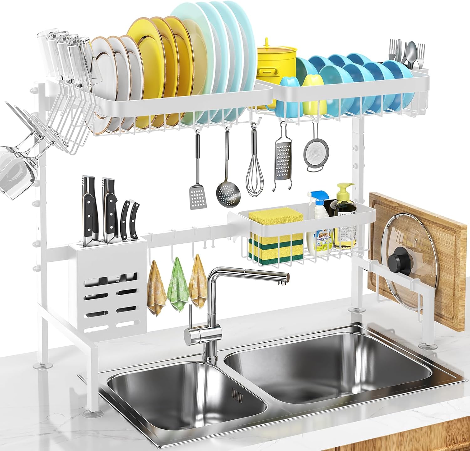 MERRYBOX Over The Sink Dish Drying Rack (25-33in) White