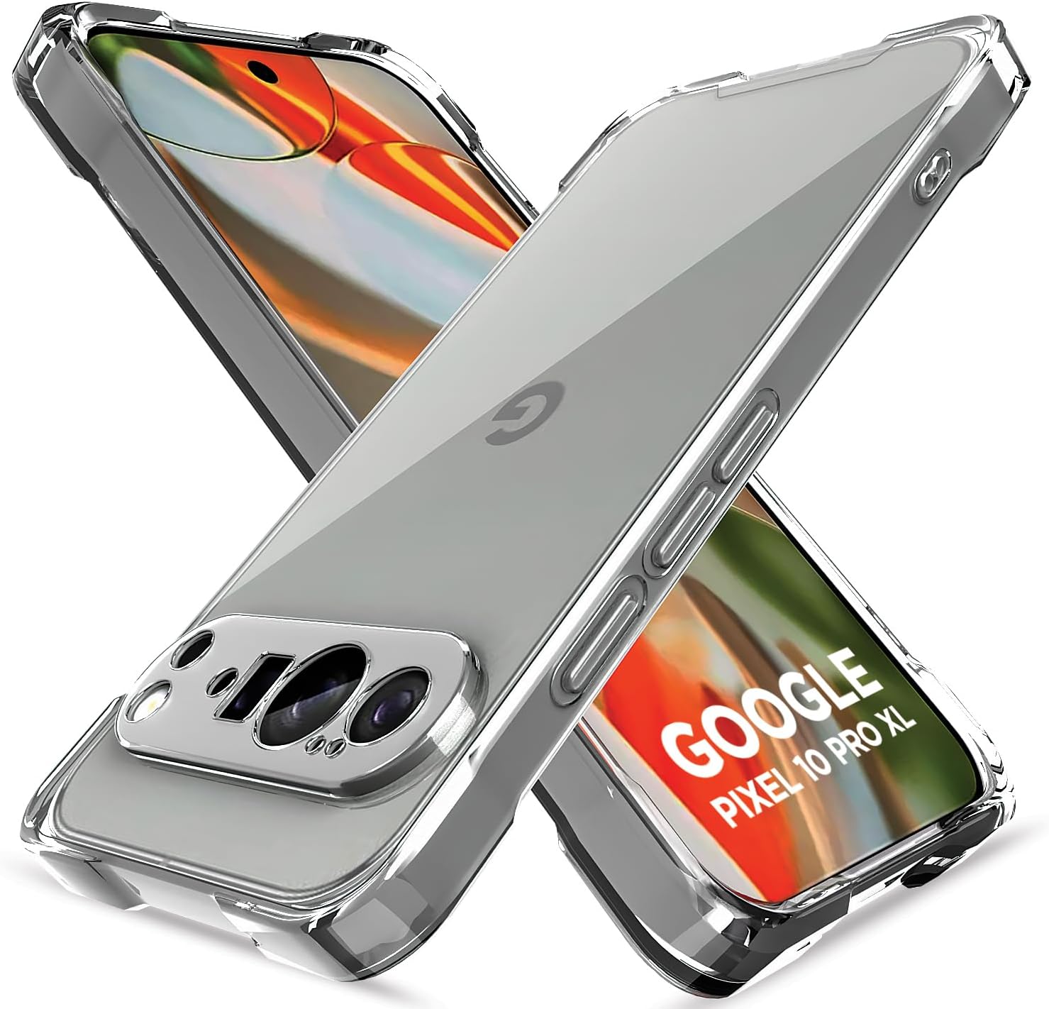 Pikkme Back Cover for Google Pixel 10 Pro XL PC + TPU Clear Transparent Raised Edges Shockproof Protective Phone Bumper Case(Transparent)