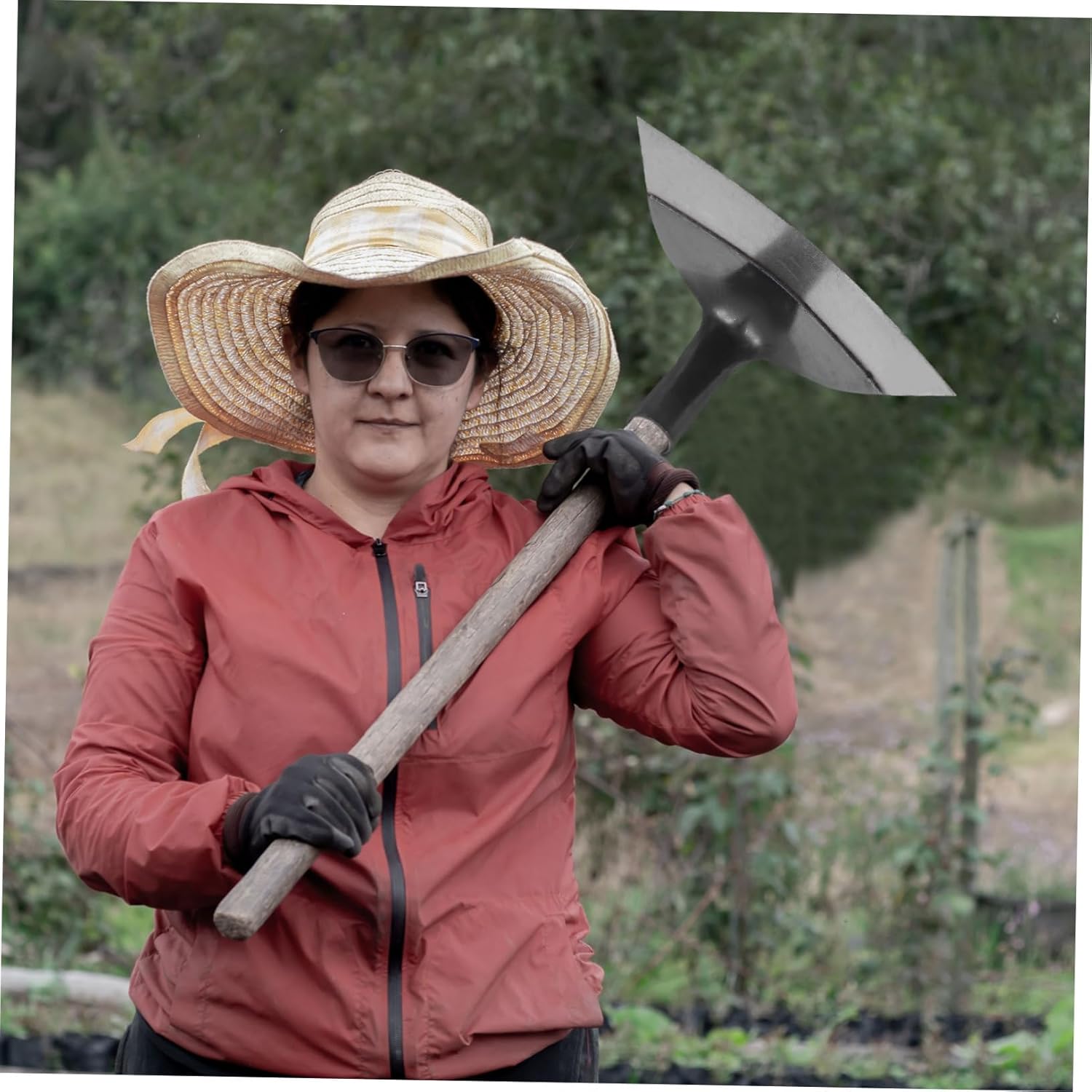 MERRYHAPY Heavy Duty Manganese Steel Garden Hoe for Weeding Digging and Loosening Soil Comfortable Operation for Farmers and Hobby Gardeners Versatile Agricultural Tool for Land Clearing and