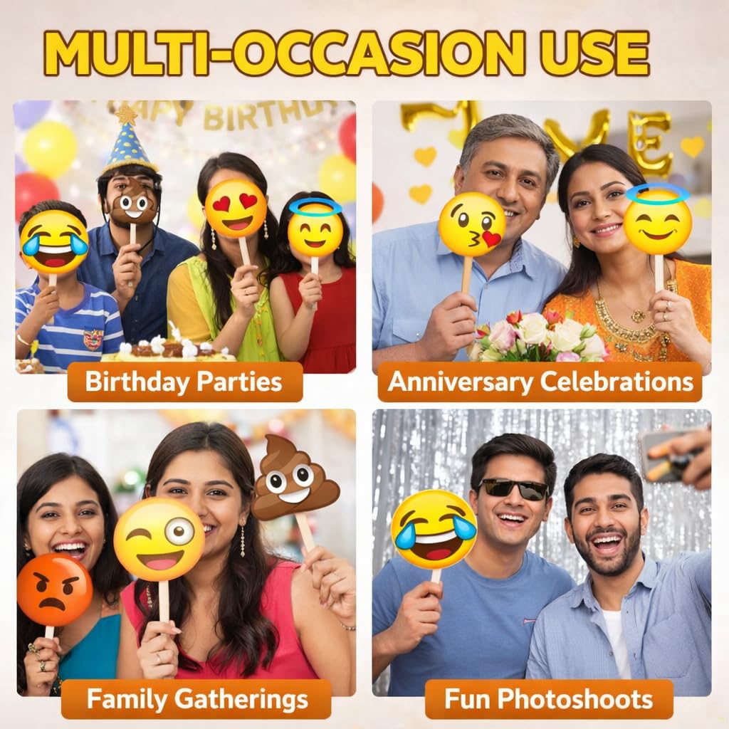 Emoji Photo Booth Props - Fun Party Decorations -6 Emoji Photo Booth Props - Fun Party Decorations -6