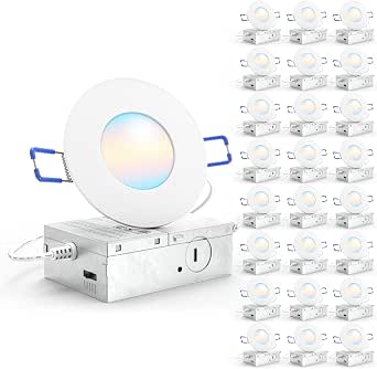 Sunco 24 Pack 3 Inch Ultra Thin LED Recessed Lights, 5CCT, Canless, 8W=50W