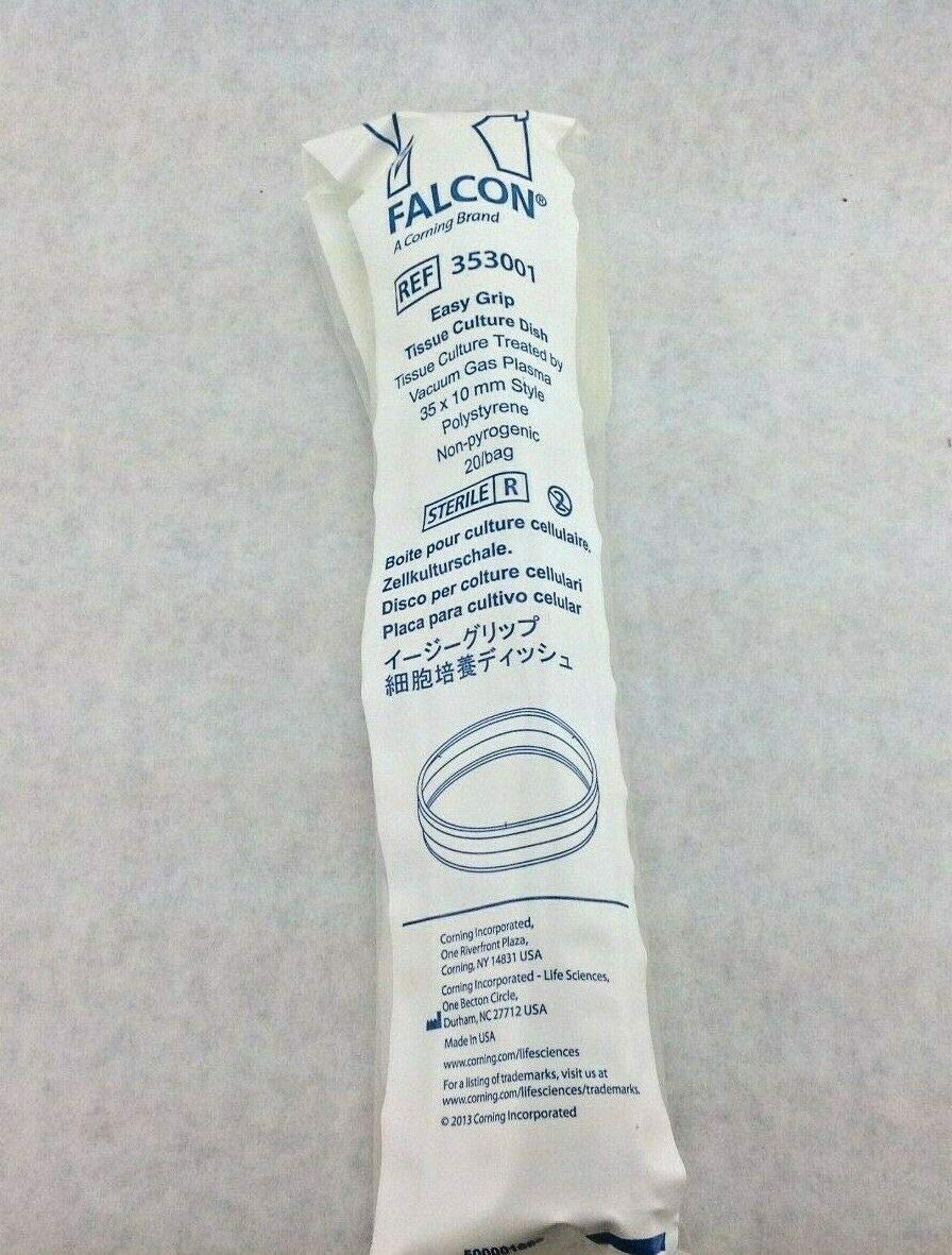 CORNING 353001 Falcon Cell Culture Dish, 35 mm Diameter, 10 mm Height, 2.5 mL to 3 mL Working Volume, 9.6 sq. cm. Culture Area