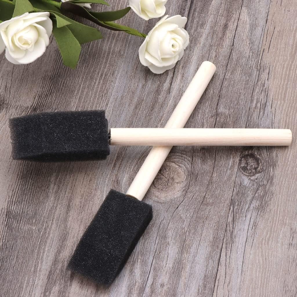 10pcs Sponge Brush Wooden Handle Watercolor Oil Stain Art Craft Painting Drawing