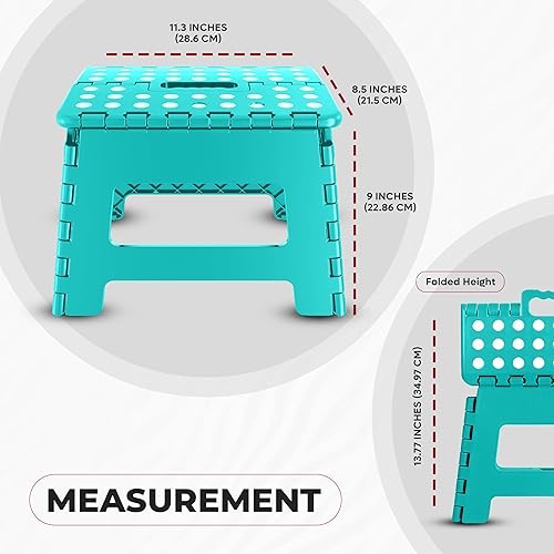 Miniatura 2 de Utopia Home Folding Step Stool - (Pack of 1) Foot Stool with 9 Inch Height - Holds Up to 300 lbs - Lightweight Plastic Foldable Step Stool for Verde