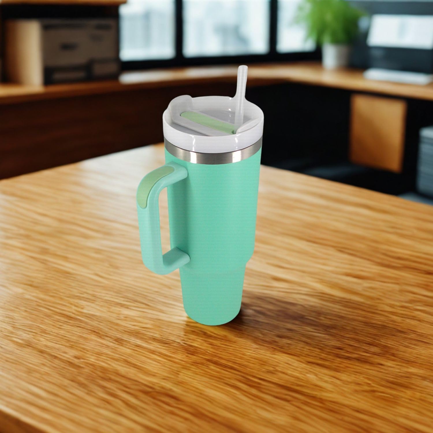 Tumbler With Handle, Lid and Straw, 40 oz, Made of Stainless Steel, Double Wall Vacuum Insulated, BPA free, For Water, Iced Tea, Coffee an Juices - Image 2