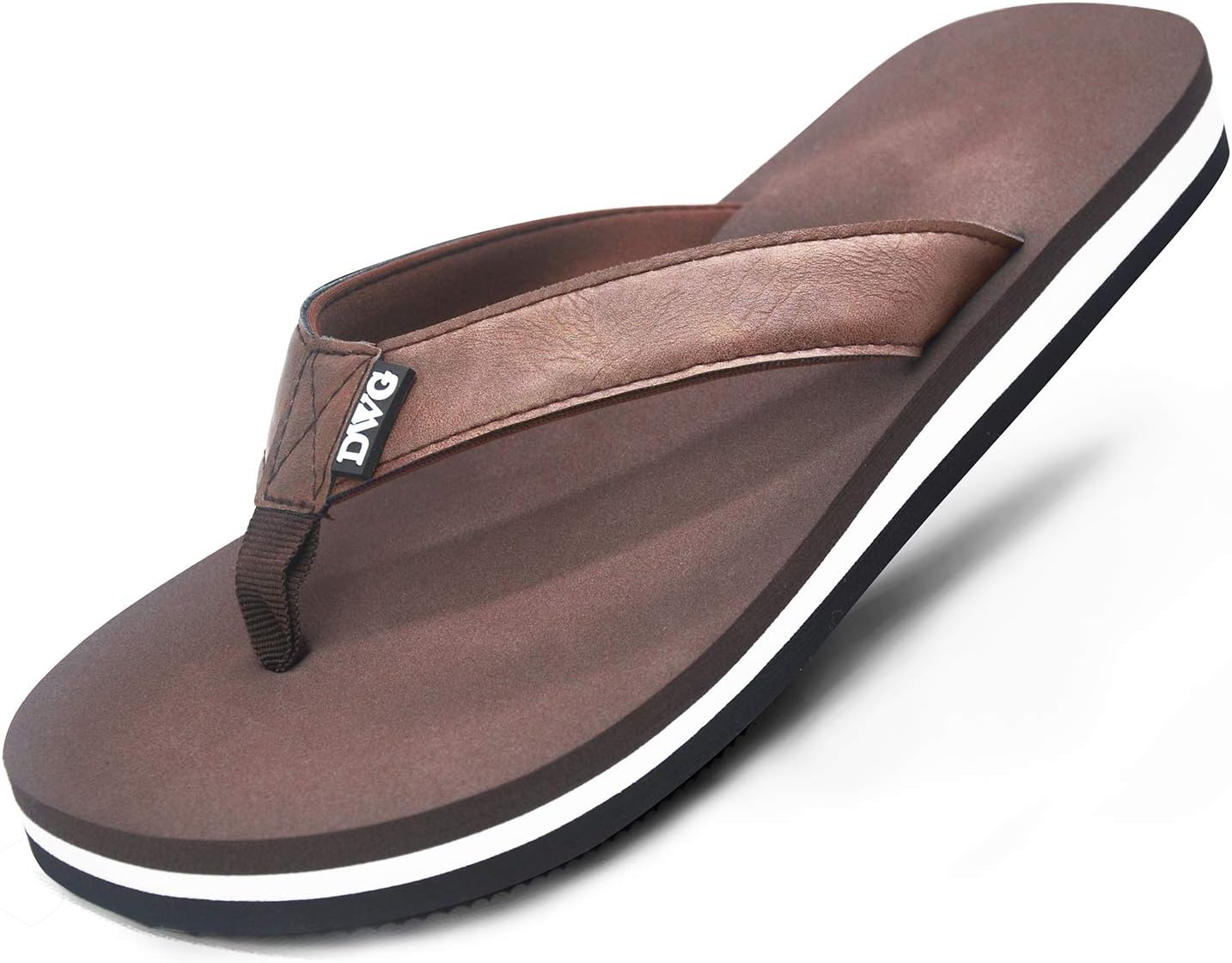 DWG Men's Soft Flip-Flop Sandals, Light Weight, Shock Proof, Non-Slip, Wide Sole, Canvas Strap, Comfort Thong Slippers for Indoor and Outdoor Beach,Size 8.5-14