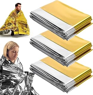 SGERUFZ 3 Pcs Rettungsdecke Gold Silber Notfalldecke für Outdoor Wandern Überleben Robust Reißfest & Wasserdicht 210×160cm