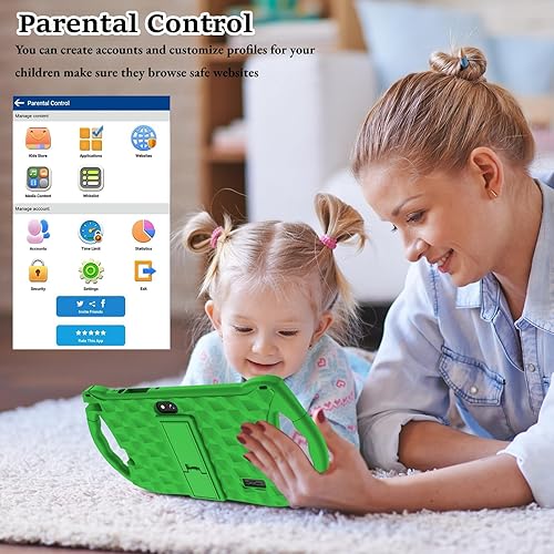 Miniatura 4 de Tableta para niños, tableta Android 12 de 7 pulgadas para niños, 3 GB de RAM, 32 GB de ROM con Bluetooth, WiFi, GMS, control parental, cámara dual,