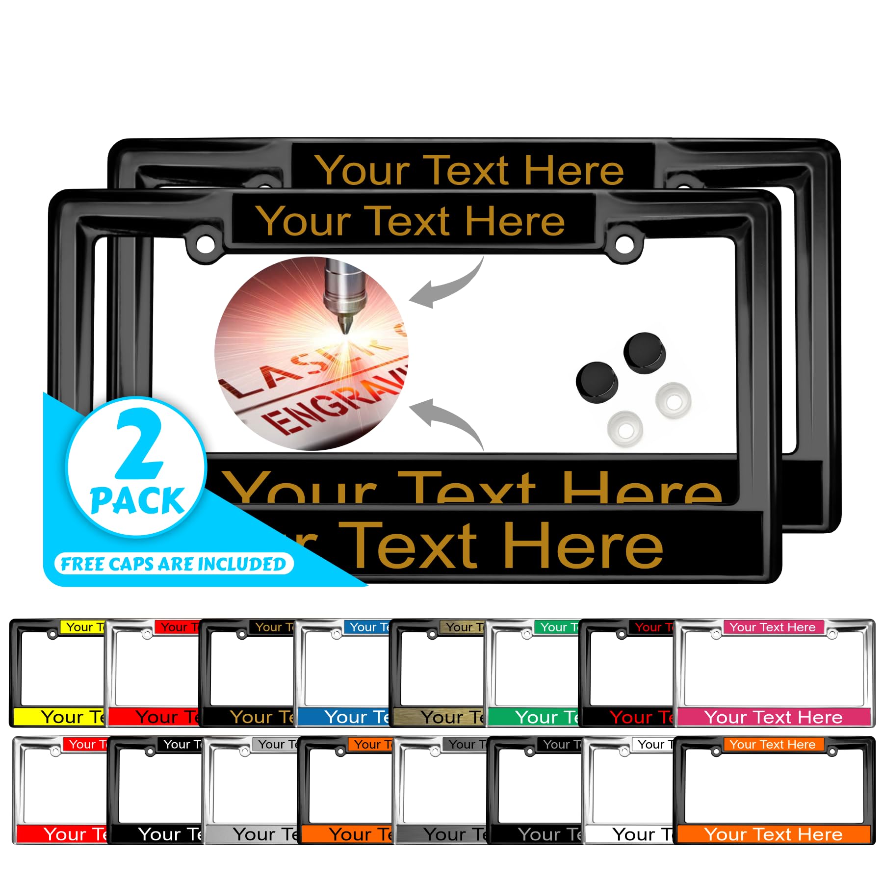 Custom Personalized Heavy Duty Metal Laser Engraved Car License Plate Frame wit - Picture 87 of 113