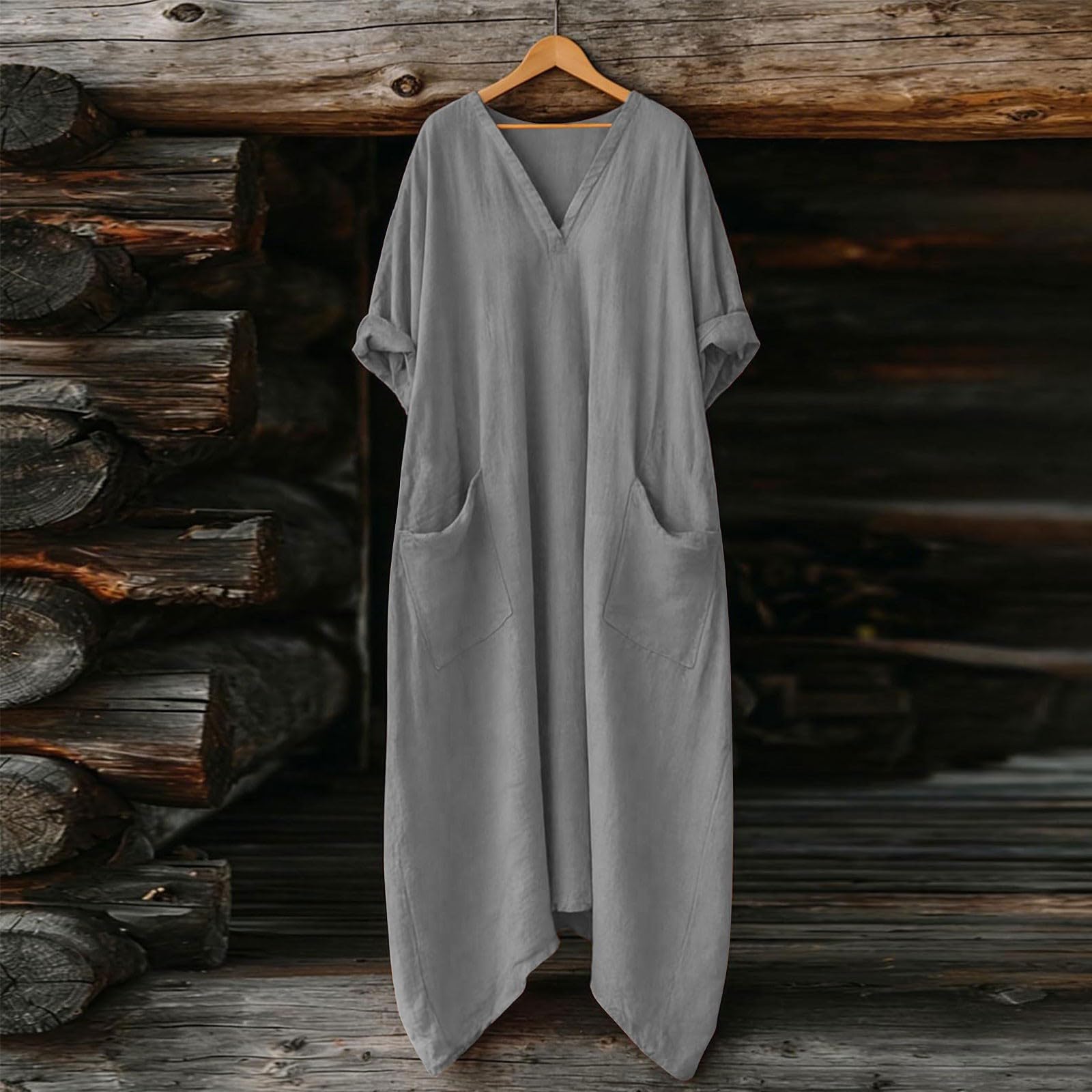 Letnie sukienki damskie letnie sukienki damskie długie wygodne dekolt w serek do domu naturalna lniana fajna sukienka damska elegancka sukienka ze stretchem na zimno