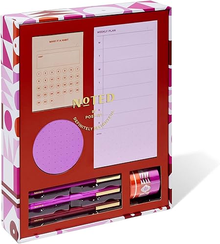 Noted by Post-it - Caja de regalo de notas impresas, juego de 5 piezas, colores cálidos, incluye notas adhesivas redondas, notas adhesivas de