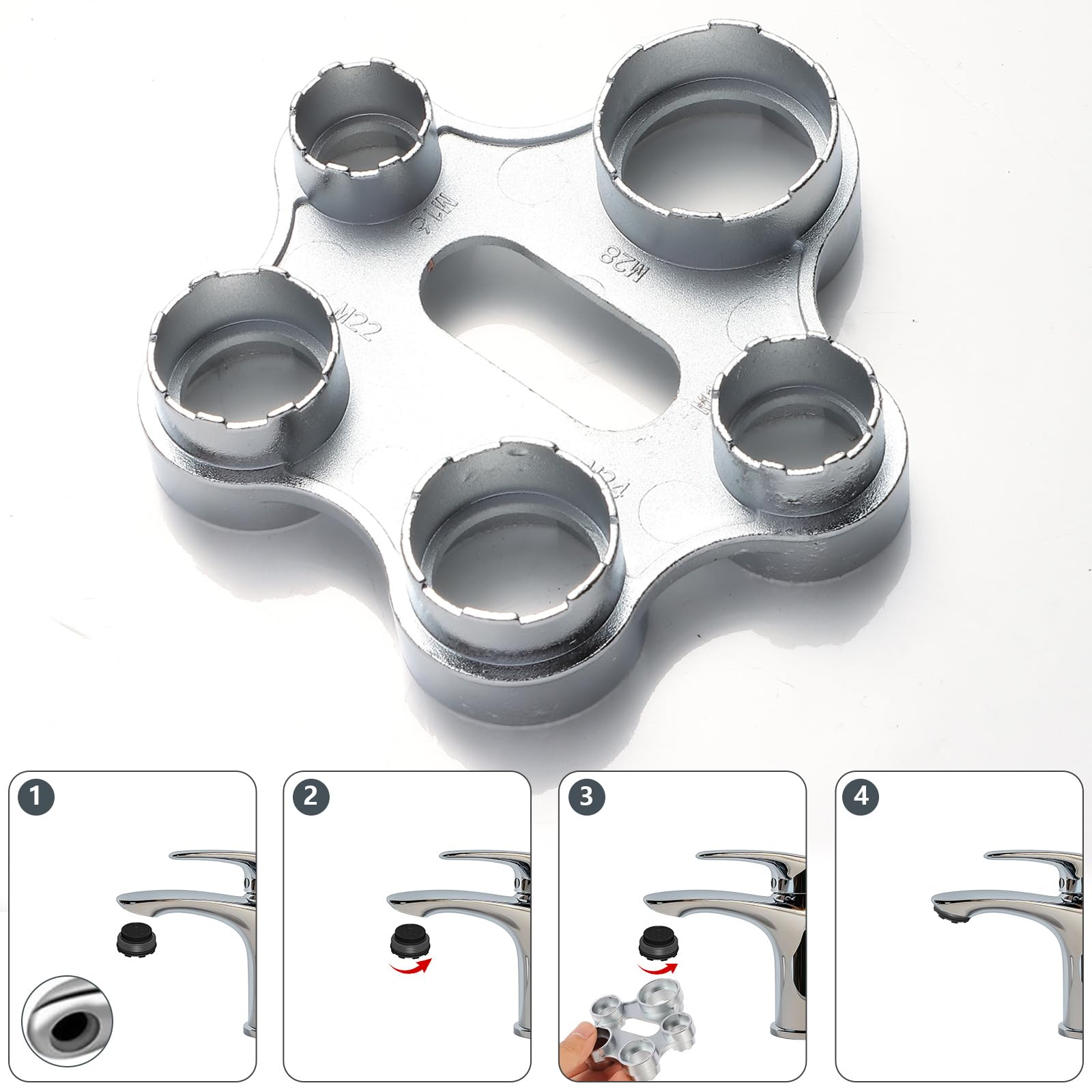 Kit Chiavi Rompigetto Per Rubinetti - 4 Misure M16,5/M18,5/M22/M24 Per Aeratori Incasso - Foto 2