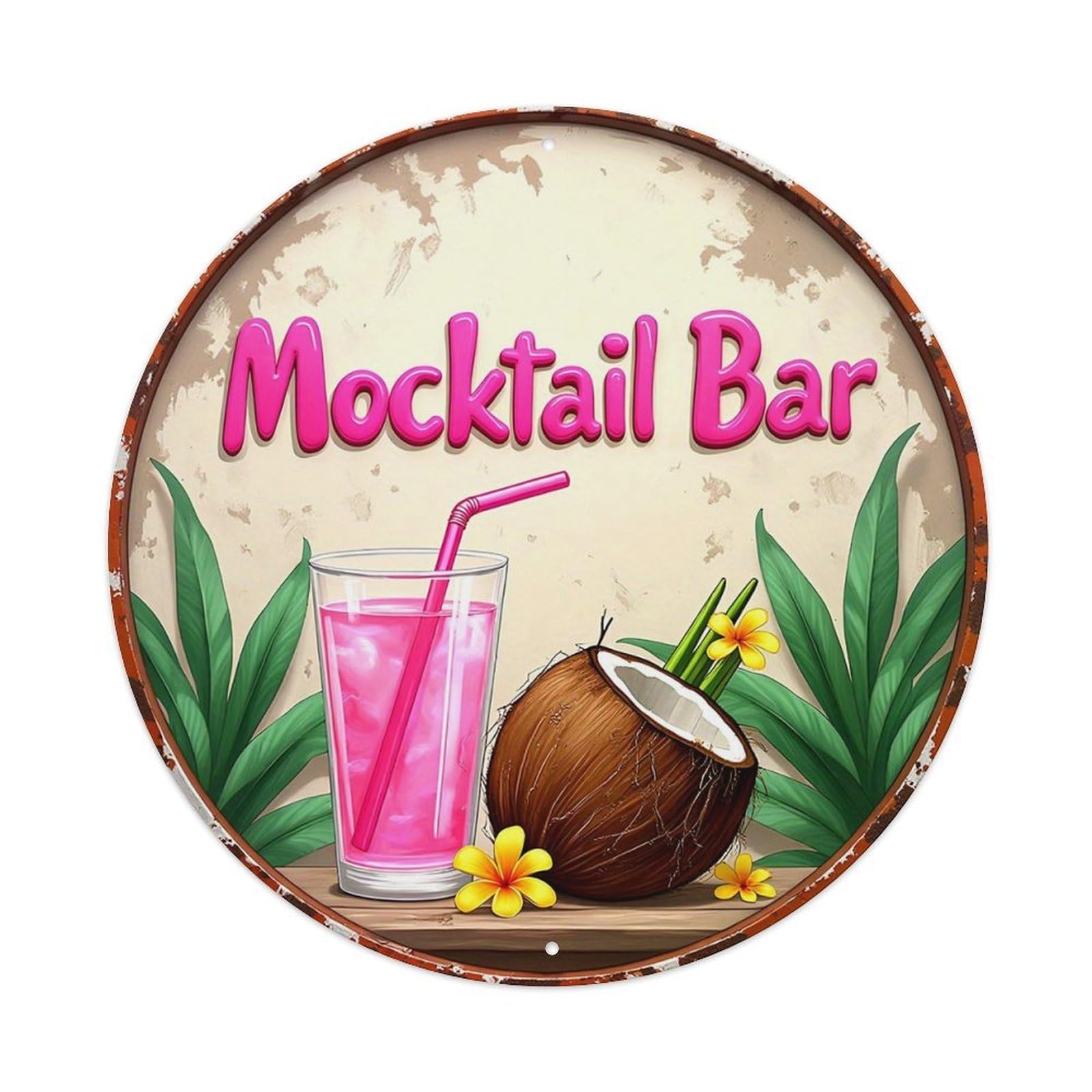 Mocktail Bar Tropical Drink Design Tin Sign Metal Poster Vintage Metal Signs for Home Man Cave Bar Cafe Kitchen laundry room Wall Decorations 8x8 inches