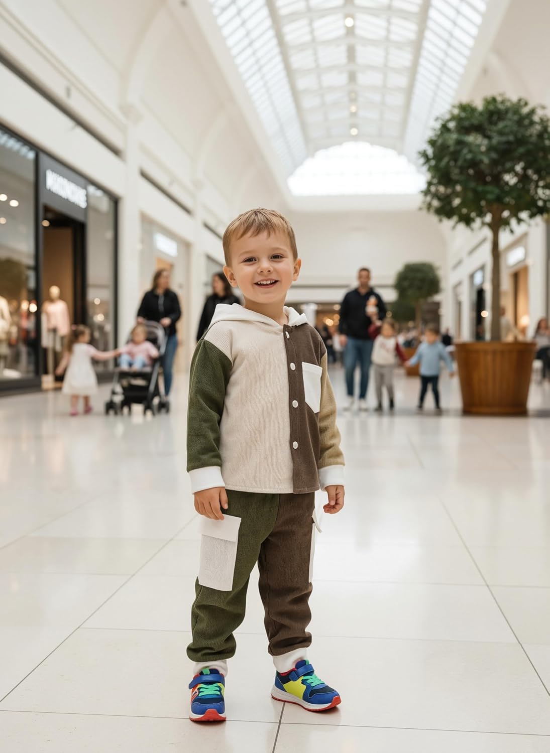 Toddler Boys Corduroy Patchwork Outfit 2-5T