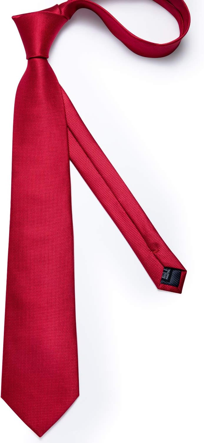 DiBanGu Mens Solid Color Tie and Pocket Square Set Woven Silk Plain Necktie & Handkerchief for Men Wedding Party Formal - Image 5