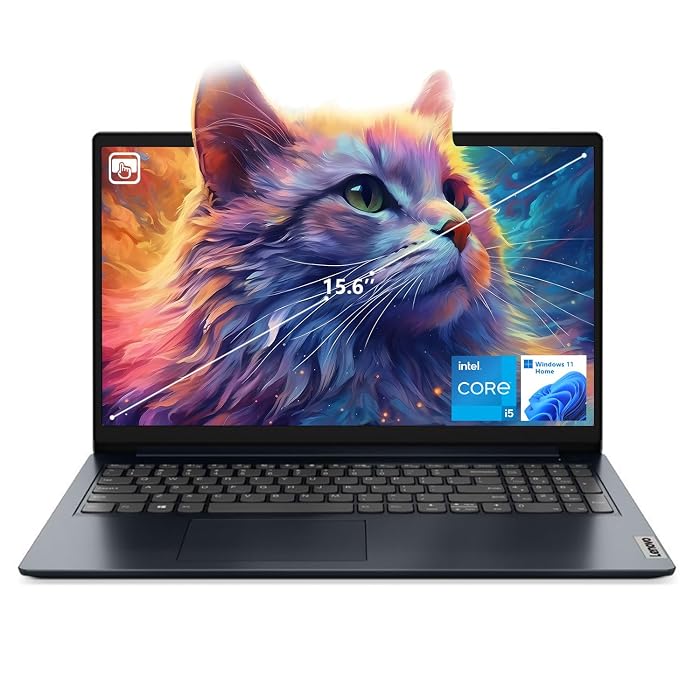 Lenovo IdeaPad 1i Laptop, 15.6" FHD Touchscreen, Intel Core i5-1235U Processor, 16GB RAM, 512GB SSD, Webcam, HDMI, Wi-Fi 6, Windows 11 Home, Blue