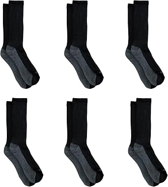 Dickies Men's Dri-tech Original Moisture Control Crew Socks, Available in M-xxl (6, 12, 18 Pairs)
