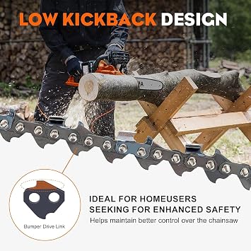 Professional 18 Inch Chainsaw Chain (2-Pack), 0.325in Pitch 0.058in Gauge 72DL Replacement Chains for Wood Cutting, Alloy Steel Saw Blades for Forestry, Farm & Arborist Use