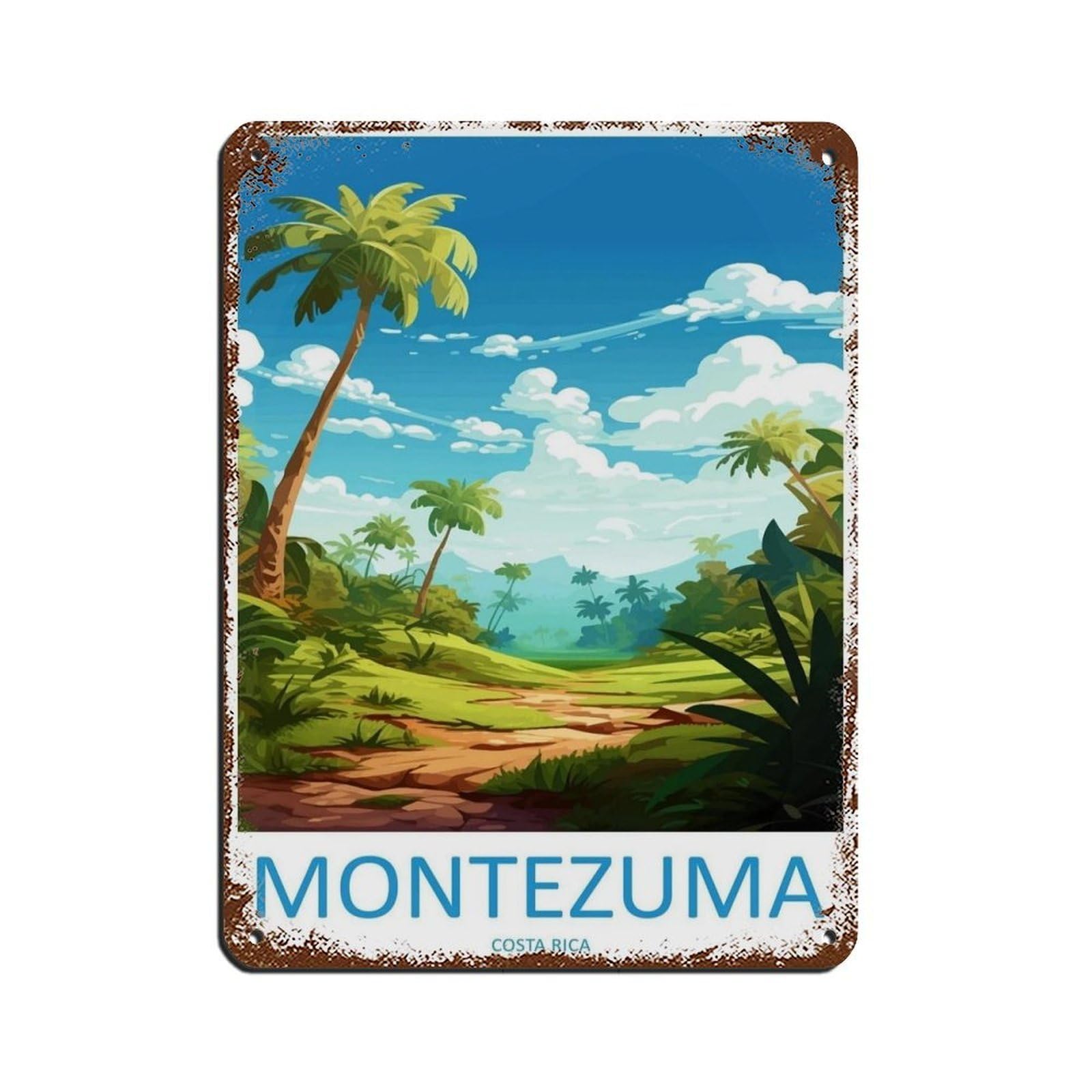 Montezuma Travel Art Costa Rica Art（100） Tin Sign Vintage Metal Pub Club Cafe Bar Home Wall Art Decoration Poster Retro 12x16inch(30x40cm)