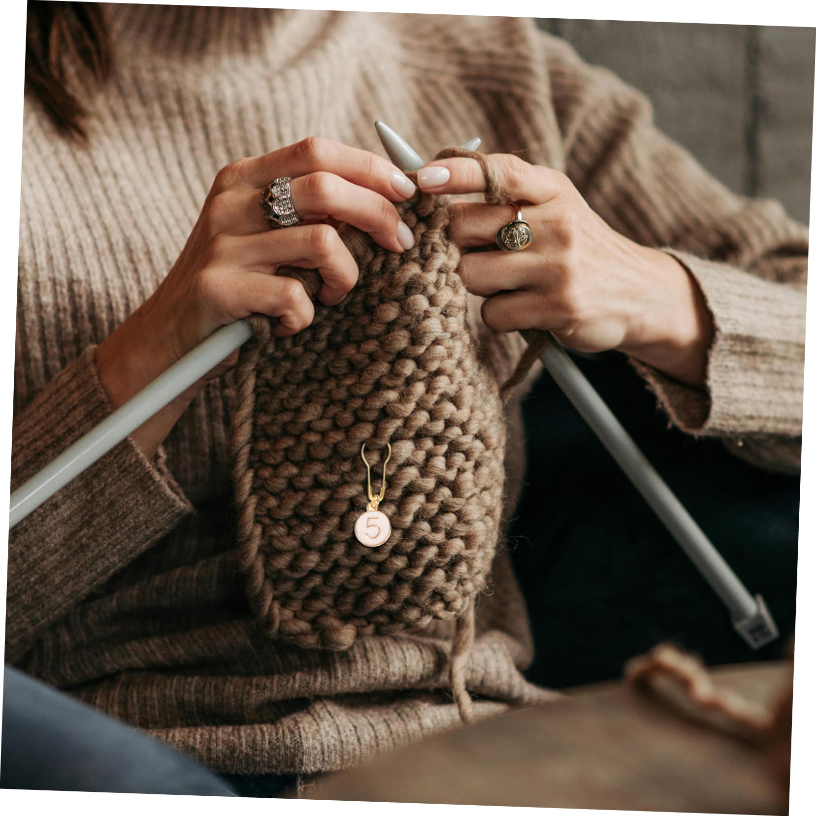 TEHAUX 50piezas Marcadores De Puntos De Tejer De Aleación De Zinc Herramientas Para Crochet y Costura Marcadores Circulares Para Seguimiento De Proyectos Bordado