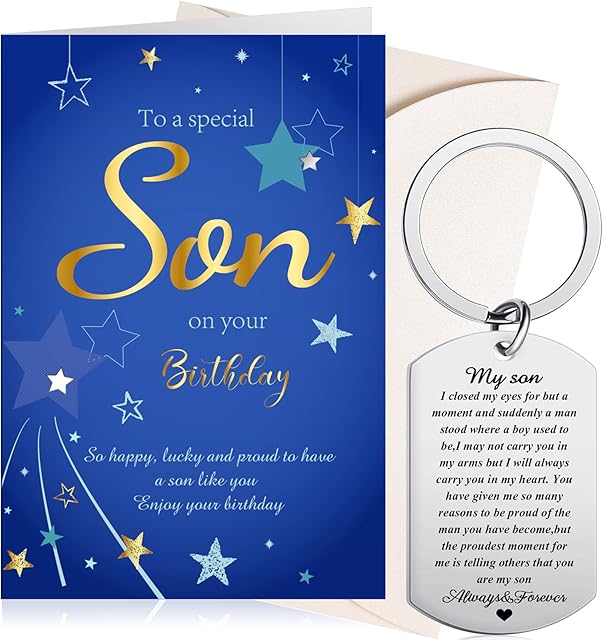 Son Birthday Card Son Keyring Gifts from Mum Dad Inspirational Son Keyring Encouragement Son Gifts Birthday Present for Son Adult Birthday Christmas Graduation Present Supplies