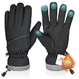 Winter Gloves Waterproof Windproof for Mens Women, Thermal Warm for Cold Weather, Grip Snow for Touch Screen Skiing Cycling Running Driving Snowboarding Fishing Outdoor