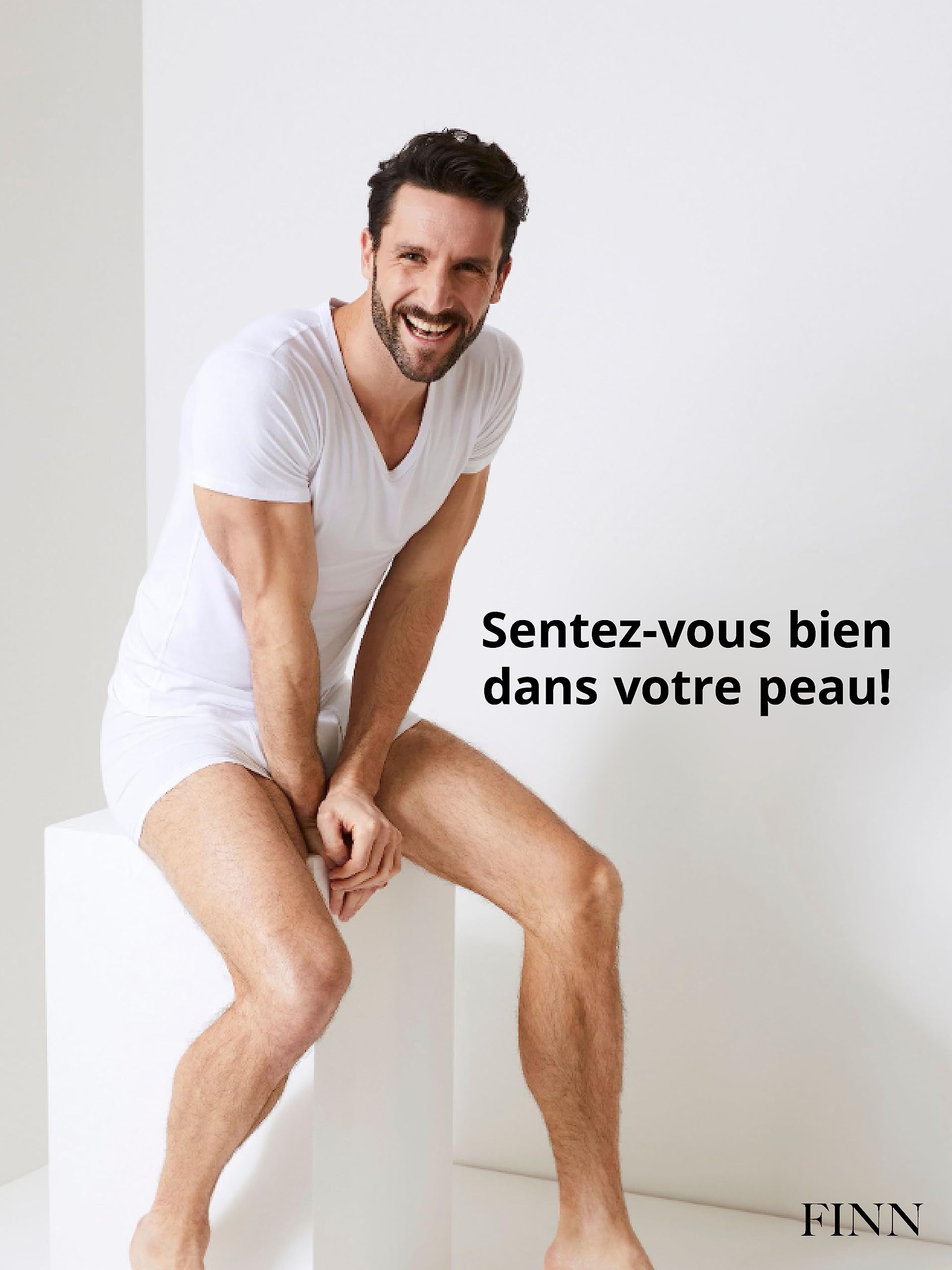 FINN T-Shirt Gainant pour Hommes avec col en V - Maillot de Corps Shapewear à Manches Courtes en Coton - Maillot de Compression Body Shaper pour Un Ventre Plus Plat