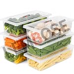 LEMBOSE Fridge Storage Refrigerator Organizer Container Square Handle Food Storage (Pack-of-6)