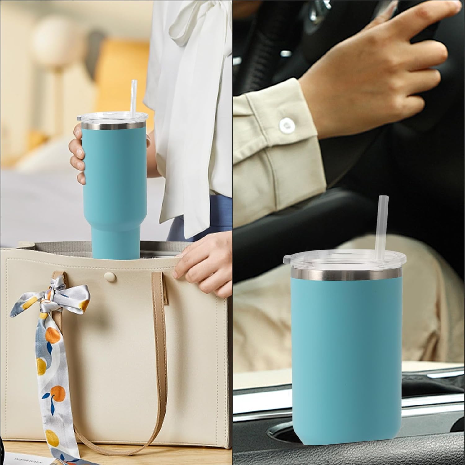 2 PCS Straw Lid for 20oz Yeti Tumbler, Transparent Tumbler Straw Lid Top Replacement Compatible with 20oz Yeti Rambler Straws Mug, Spill Proof Cup Cover with Straws and Cleaning Brush - Image 6