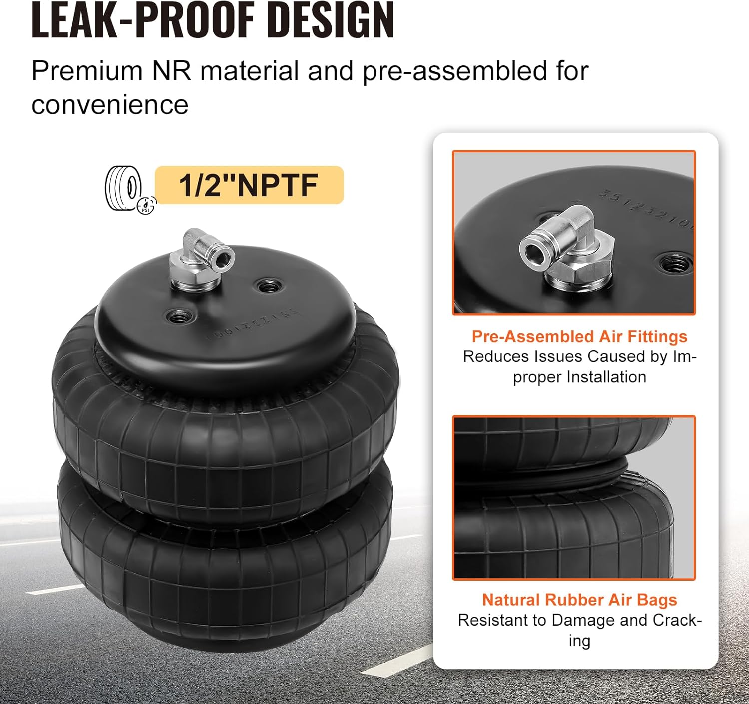 VEVOR Air Bag Suspension Kit, Air Springs Suspension Bag Kit Compatible with 2001-2010 Chevrolet Silverado 2500/3500HD and GMC Sierra 2500/3500HD 4WD RWD, 5000 lbs Loading, 5 to 100 PSI