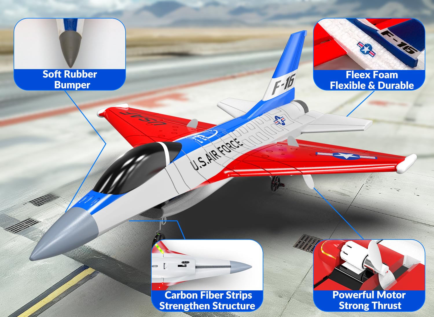 volantexrc F16 Falcon EPP RC-Flugzeug LED 2x400mAh LiPo 2-Kanal RTF | integrierten LED-Beleuchtung