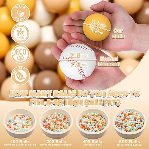 Miniatura 2 de GOGOSO Pelotas marrones para niños pequeños, bolas de plástico para niños, tienda de campaña de juego de pelotas, juguetes de agua para piscina para