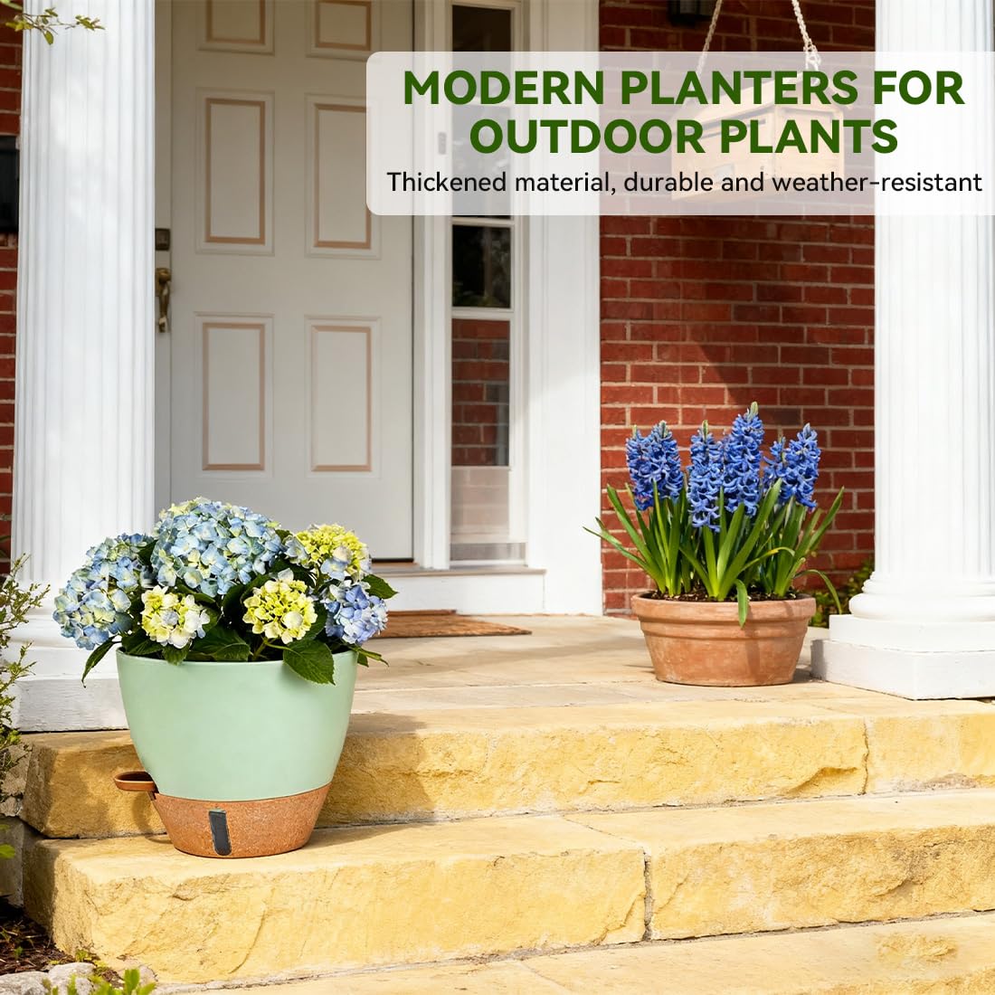 Nuotuv 8/9/10 Inch Large Self Watering Pots, Plastic Flower Pots with Multi Mesh Drainage Holes and Water Level Indicator & Deep Reservoir for Indoor Outdoor Garden Plants and Flowers (): Green