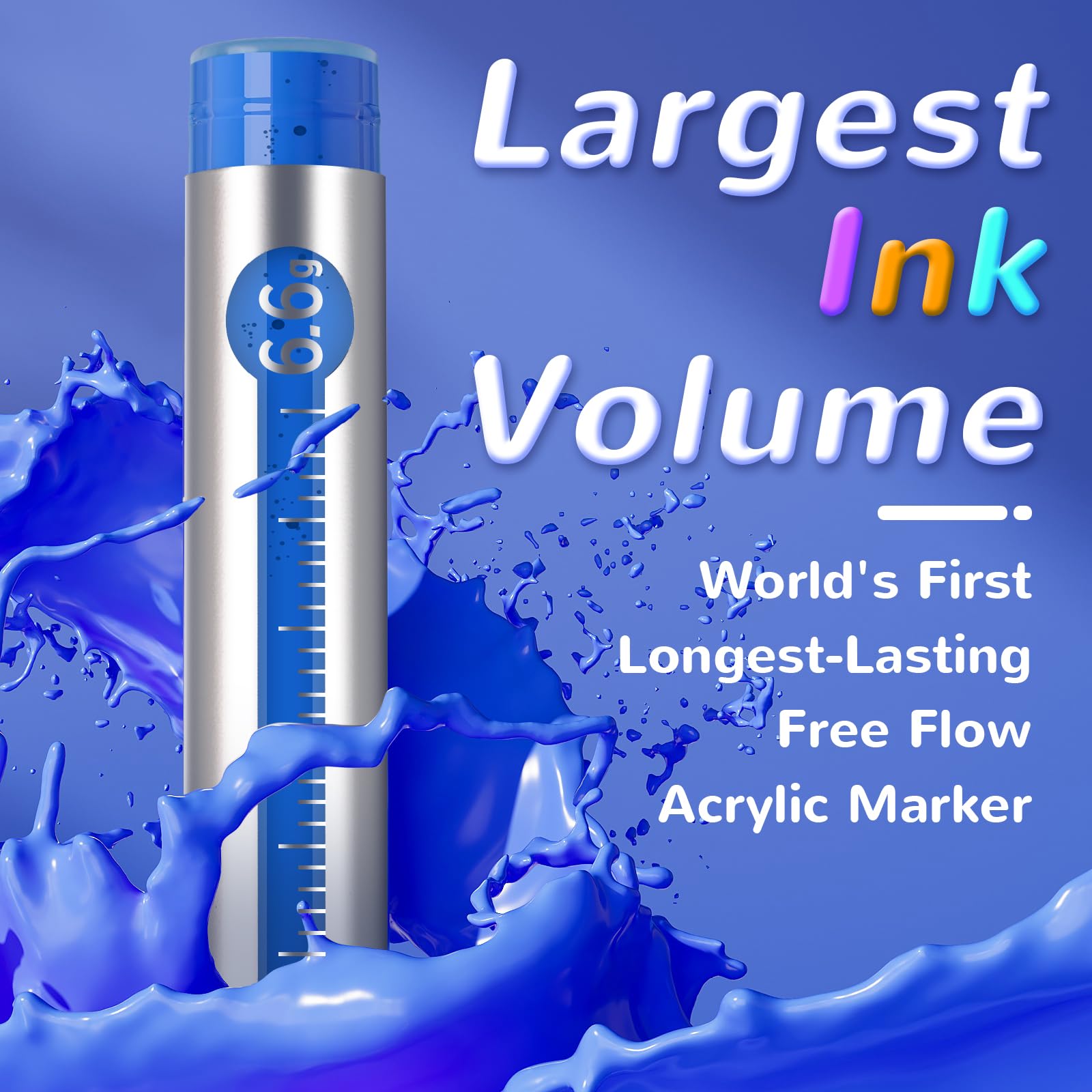 HOTU Pennarelli acrilici 36 colori per vetro, carta, tessuto, legno e libri da colorare - Pennarelli a grande capacità (6,6 g ciascuno) - Kit di forniture per arte e fai da te - Ottima idea regalo