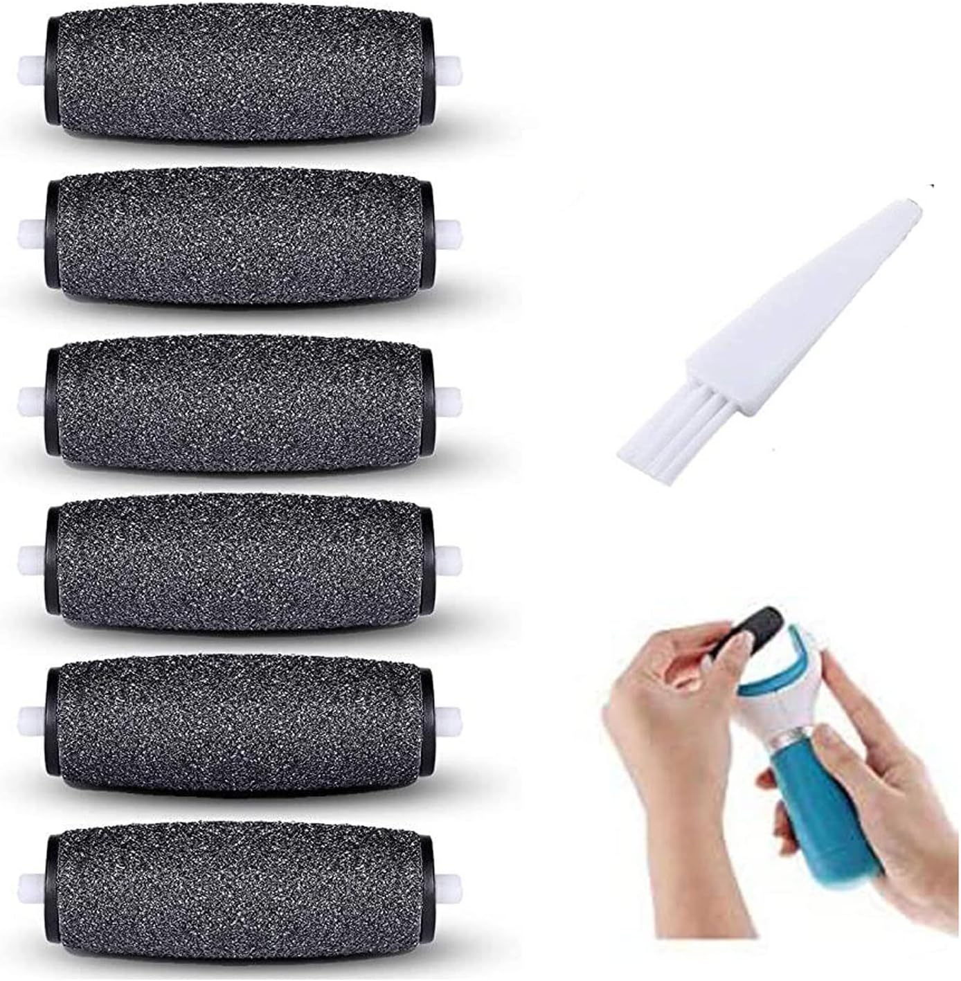 - 6 Extra Coarse Replacement Roller Refill Heads for Amope Pedi Perfect Electronic Foot File with Diamond Crystals