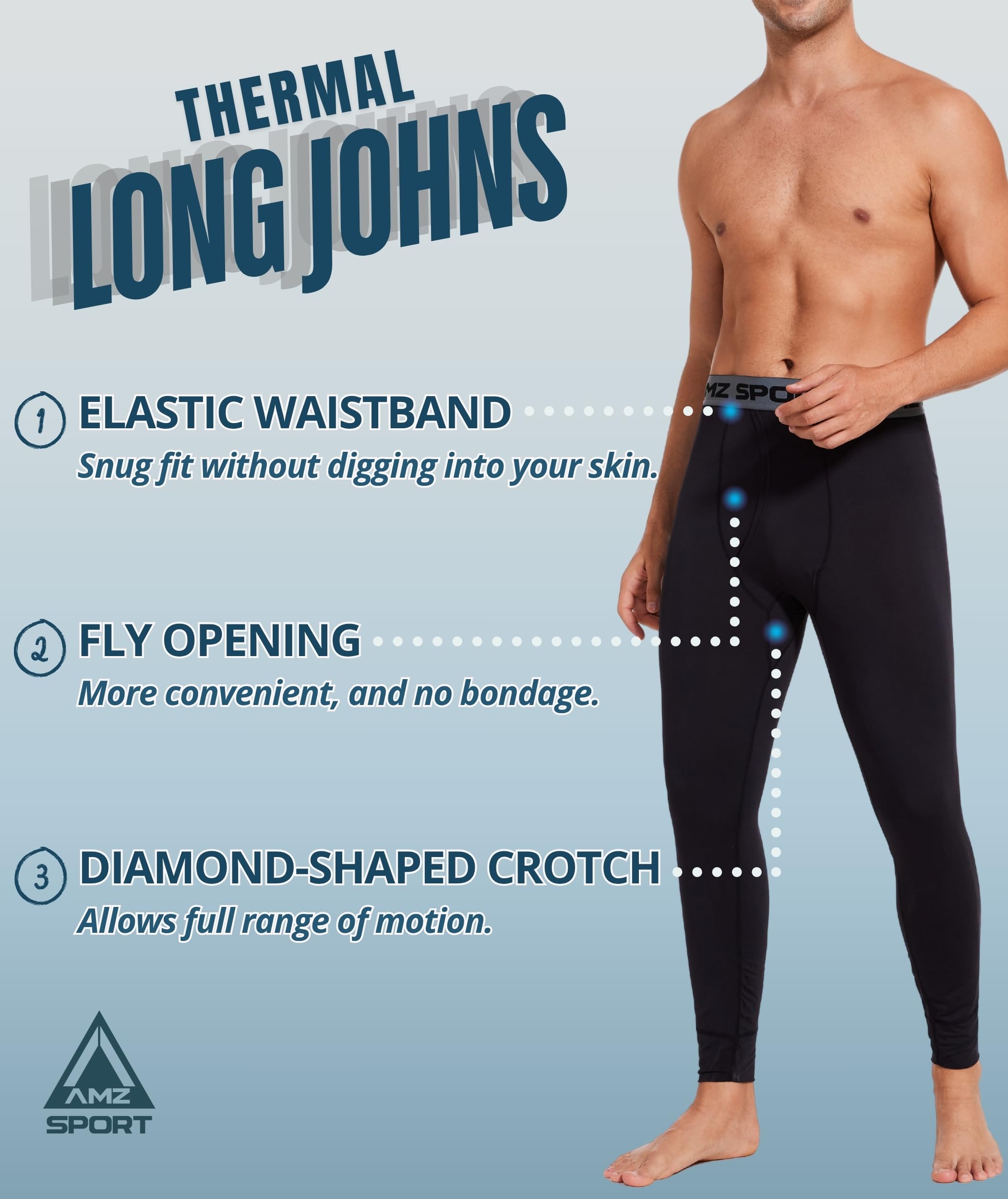 AMZSPORT Calecon Long Thermiques Homme pour Ski Hiver Extérieur