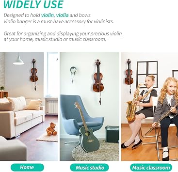 WOGOD Violin Wall Mount Violin Hanger, Instrument Display Hook (Rectangular Shape)