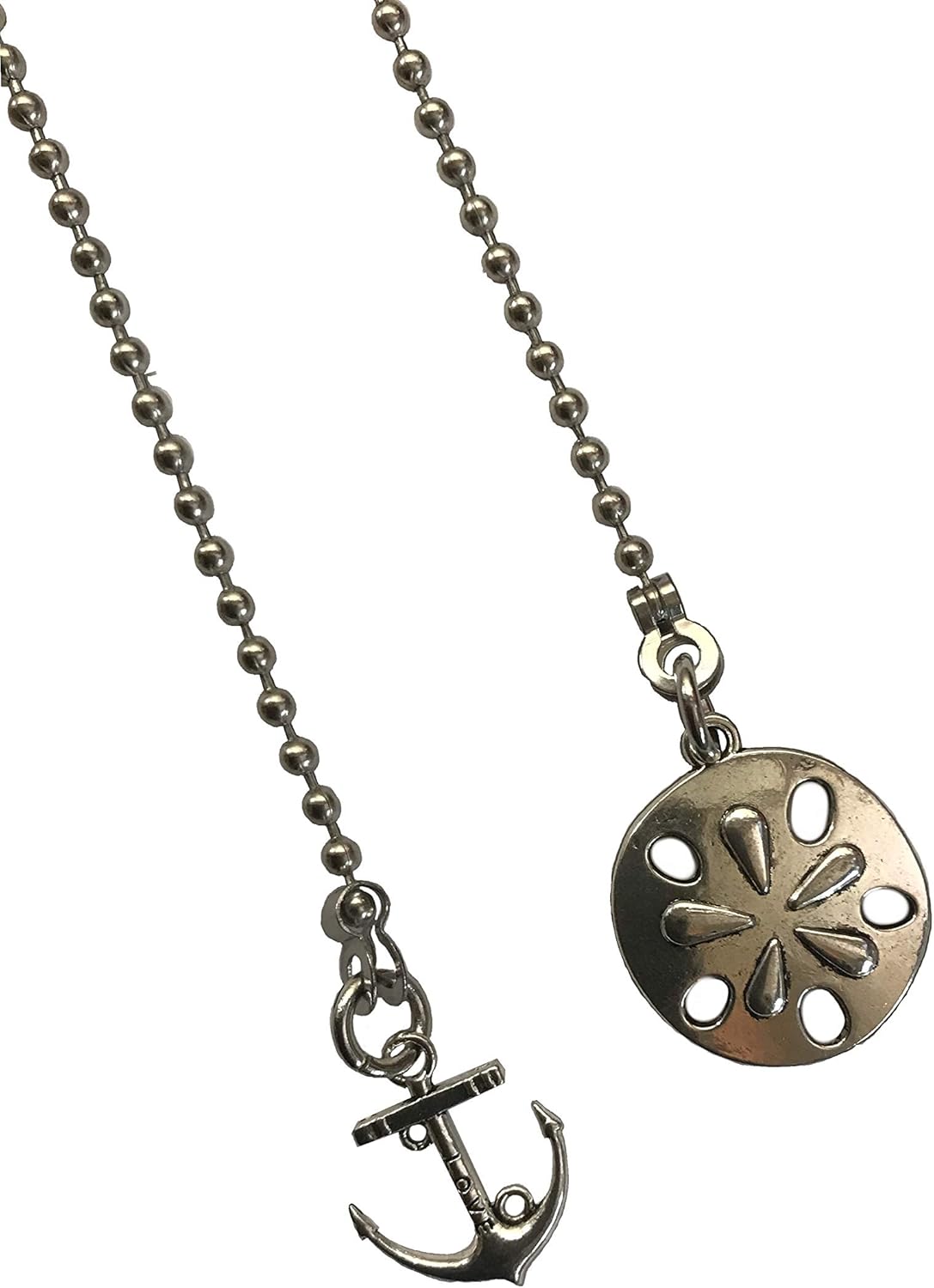 Sand Dollar & Anchor Beach Theme Ceiling Fan Light Pull Chain Extender Ornament Set