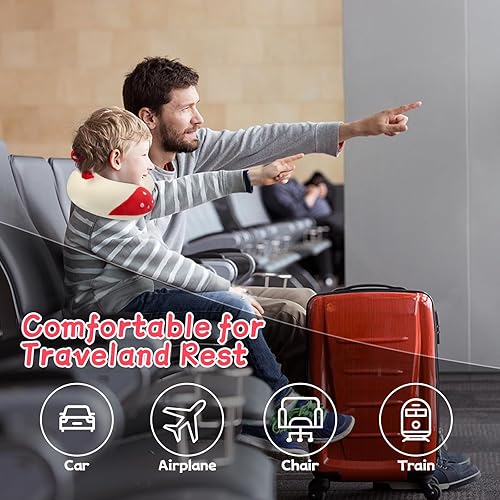 Miniatura 2 de Bekrgwiy Almohada de viaje para niños y adultos, almohada de cuello de viaje para niños, almohada de viaje de espuma viscoelástica de vaca hongo