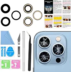 ASDAWN Substituição de vidro da lente da câmera traseira para iPhone 13 Pro e 13 Pro Max, kit de substituição de vidro de lente traseira com adesivo pré-instalado + manual de instalação + kit de