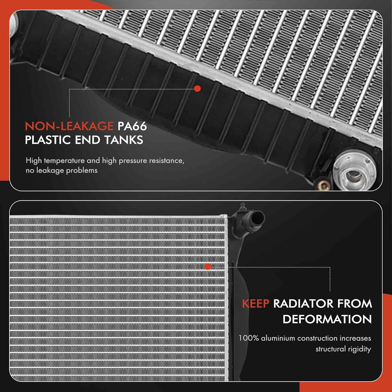 A-Premium Engine Coolant Radiator with Trans. Oil Cooler Compatible with Audi A4 2003-2008 1.8L, 2005-2008 2.0L, A4 Quattro 2003-2005 1.8L, 2005-2008 2.0L, Automatic Trans. Replace# 8E0121251C