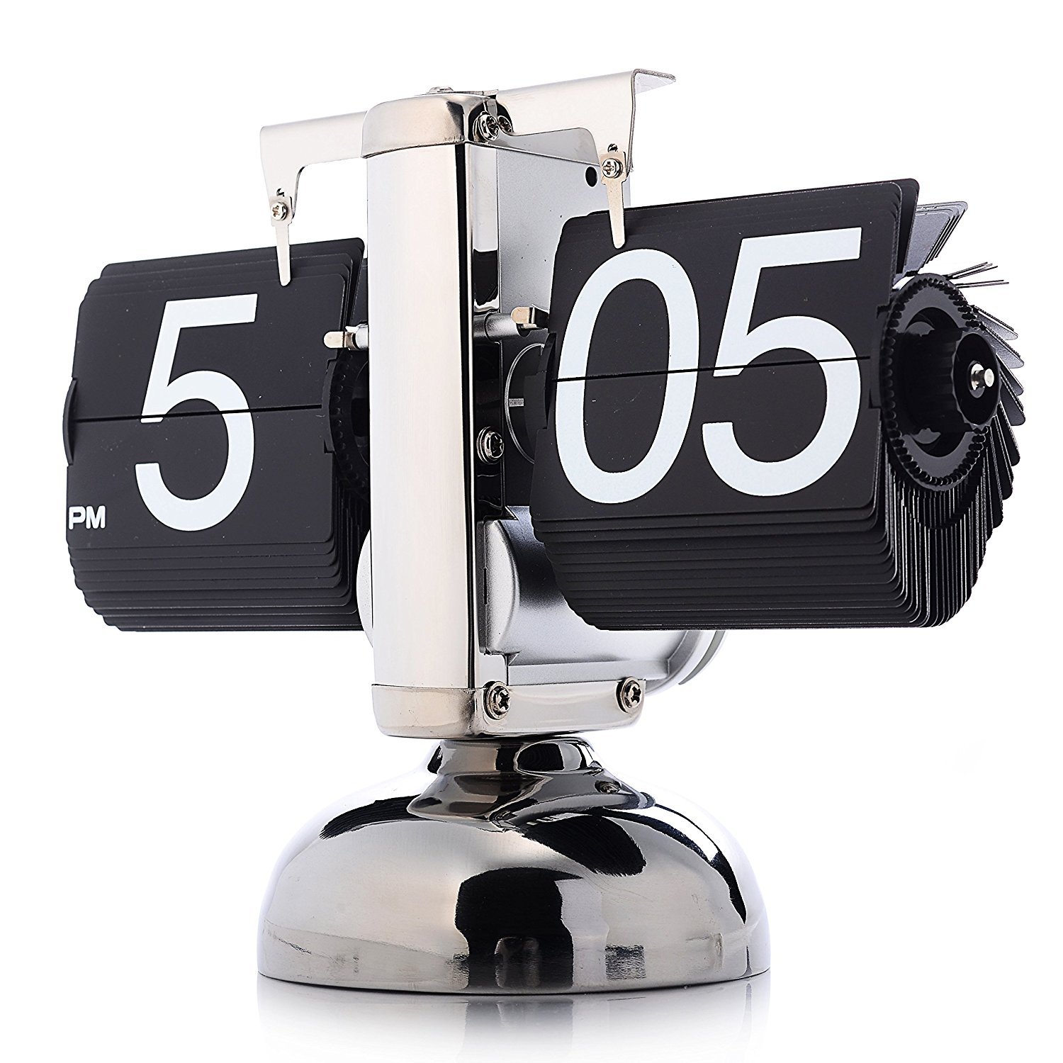 Digitale Flip-Down-Uhr, Digital Retro Tischuhren Edelstahl Minimalistische Mechanische Auto Flip Clock, 16X21CM Schreibtischuhr Für Zuhause Wohnzimmer (Schwarz)