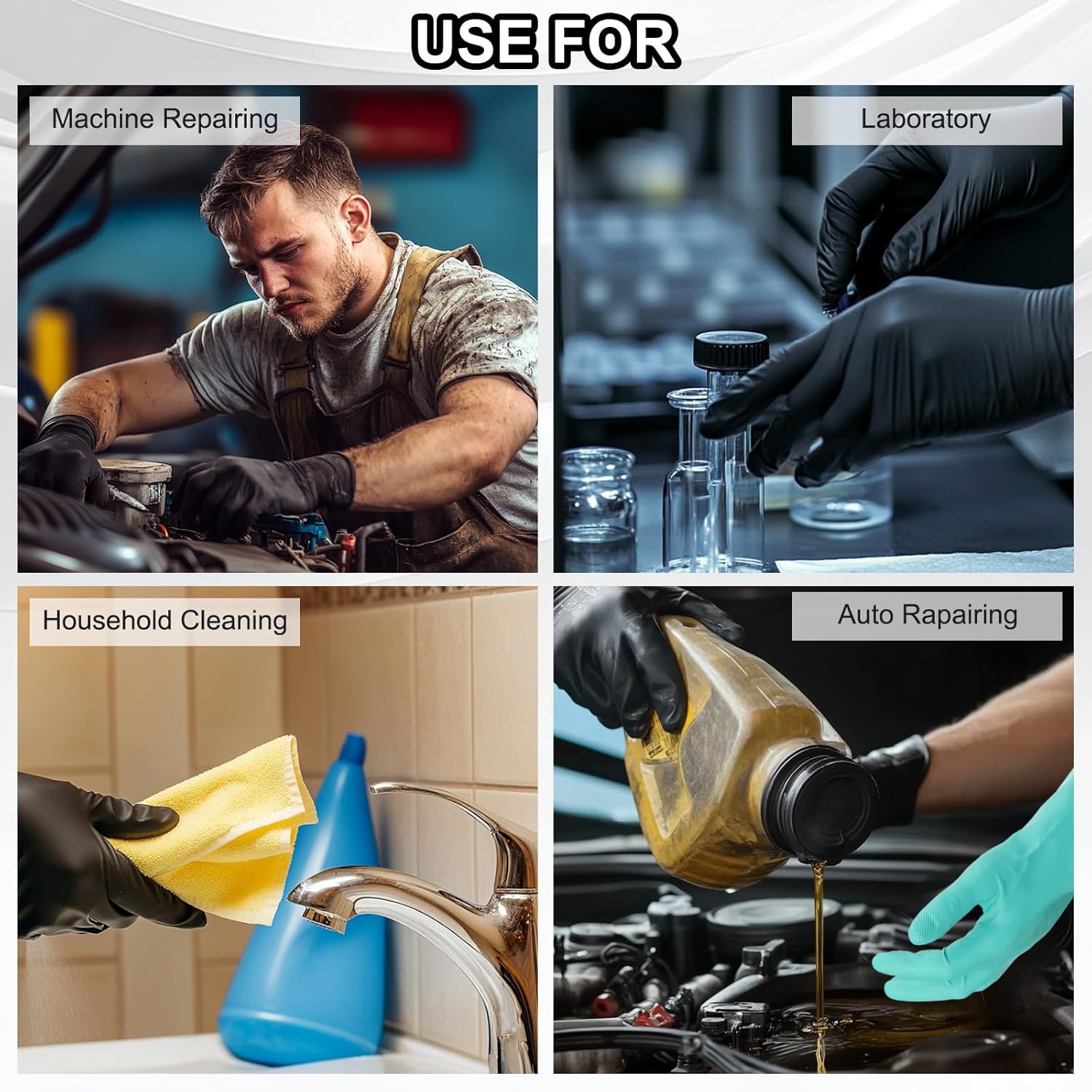 MECCANIXITY Nitrile Chemical Resistant Gloves, Industrial Gloves Anti-Slip Protective Safety Work Glove for Cleaning