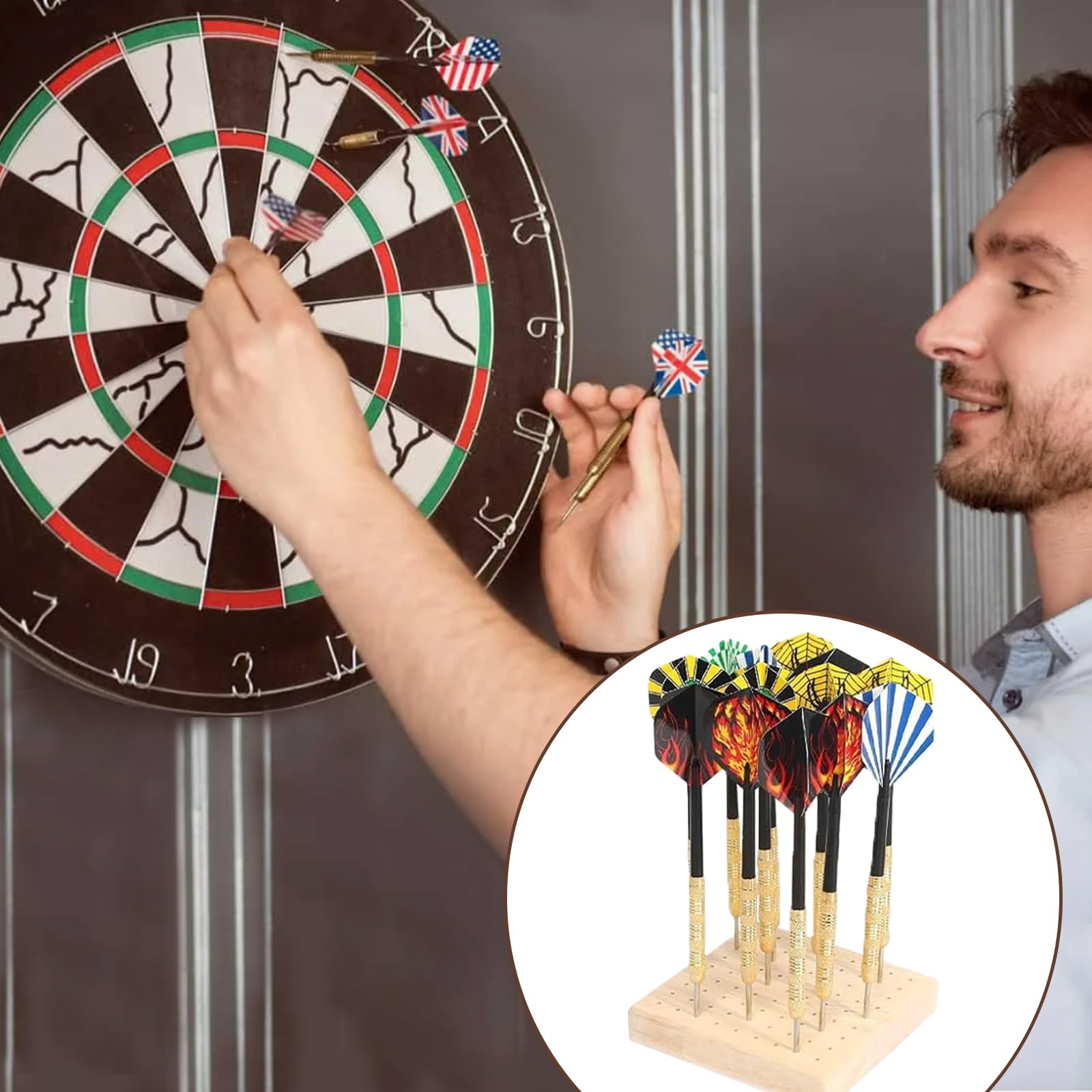 2 Stück Platzierung der Löcher Dart Aufbewahrung, Holz Dartpfeilhalter aus Eichenholz für Darts, Platzsparender Pfeilhalter für Softhead, Stahlkopf und Wolfram Darts, Dekoratives Dart Display