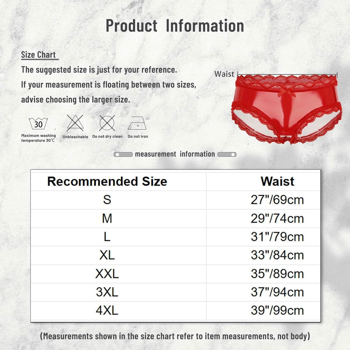 Mens Patent Leather Briefs Lace Trim Open Crotch Panties Low Rise Hollow Out Lingerie Underpants Red